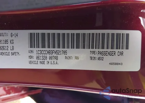 2015 Chrysler 200 Limited из США, поврежденный, VIN 1C3CCCAB3FN521705